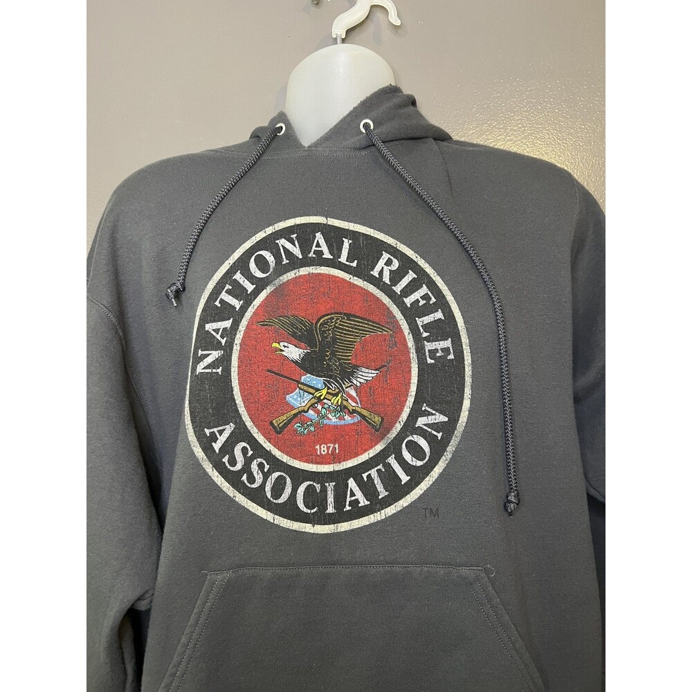 NRA National Rifle Association Fleece Pullover Jerzees Hoodie Mens Large Gray